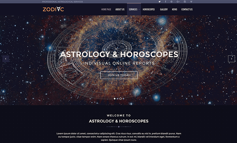 Zodiac Astrology V3 4 Joomla Template ID 300111893 From Bootstrap 