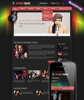 Sound wave radio Bootstrap template ID: 300111788