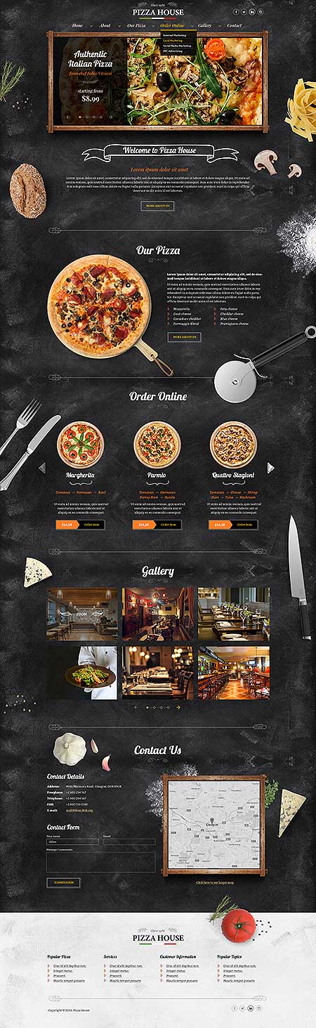 Pizza House HTML Bootstrap template ID: 300111917